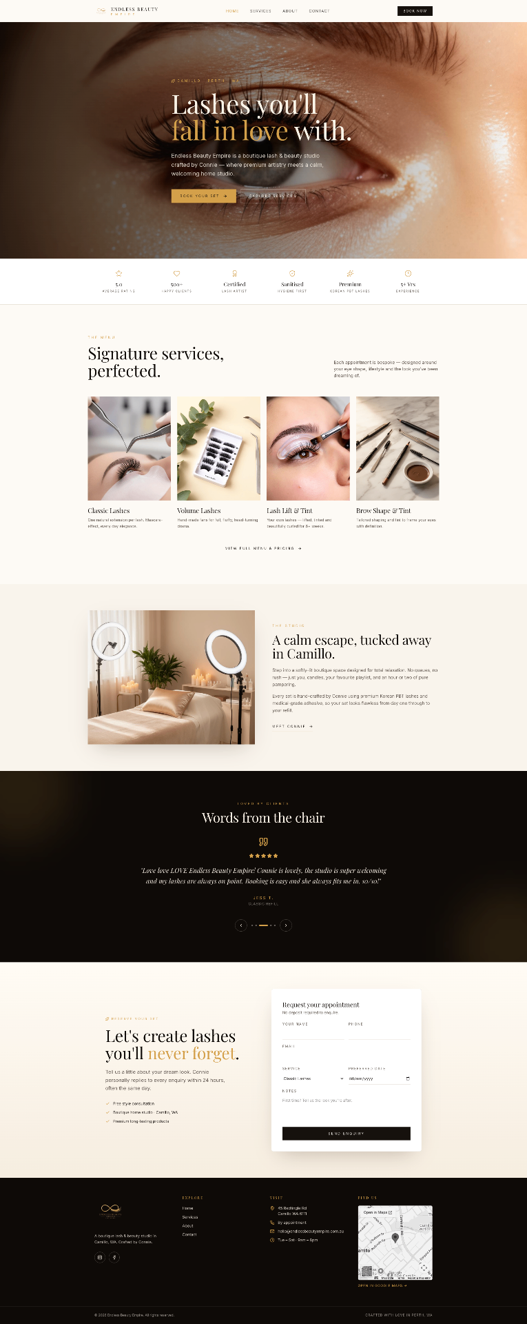 Endless Beauty Empire website by Core Creative